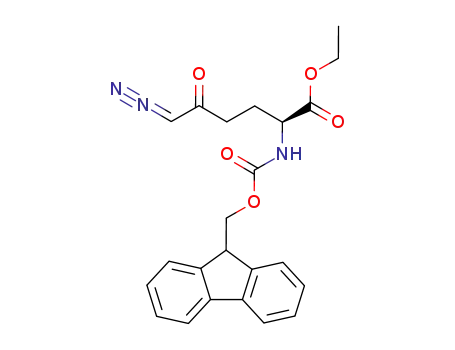 Molecular Structure of 208520-02-9 (ethyl 2-((((9H-fluoren-9-yl)methoxy)carbonyl)amino)-6-diazo-5-oxohexanoate)