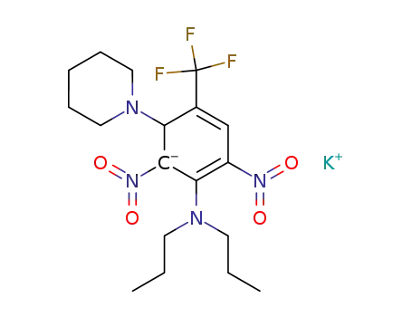 Molecular Structure of 79816-19-6 (C<sub>18</sub>H<sub>26</sub>F<sub>3</sub>N<sub>4</sub>O<sub>4</sub><sup>(1-)</sup>*K<sup>(1+)</sup>)