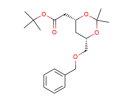 Molecular Structure of 151140-38-4 (tert-butyl 2-((4R,6S)-6-((benzyloxy)methyl)-2,2-dimethyl-1,3-dioxane-4-yl)acetate)