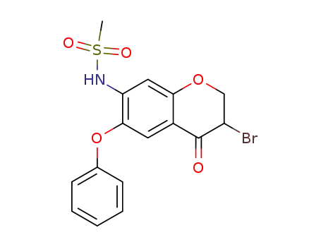 Molecular Structure of 123664-34-6 (3-bromo-2,3-dihydro-7-methylsulfonylamino-6-phenoxy-4H-1-benzopyran-4-one)