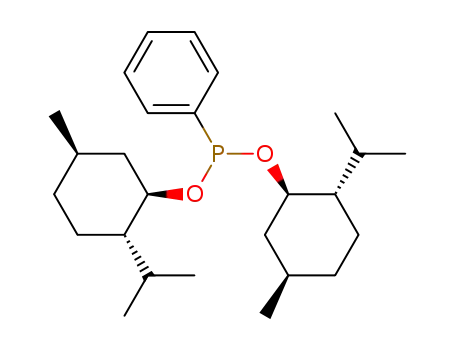 Molecular Structure of 58359-50-5 (Phenylphosphonous acid bis[(1R,2S,5R)-5β-methyl-2α-(1-methylethyl)cyclohexyl] ester)