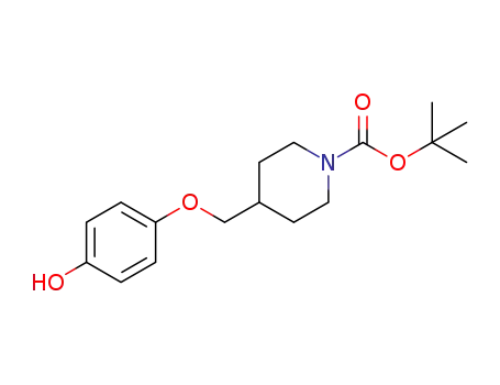 Molecular Structure of 1350060-40-0 (tert-butyl 4-[(4-hydroxyphenoxy)methyl]piperidine-1-carboxylate)
