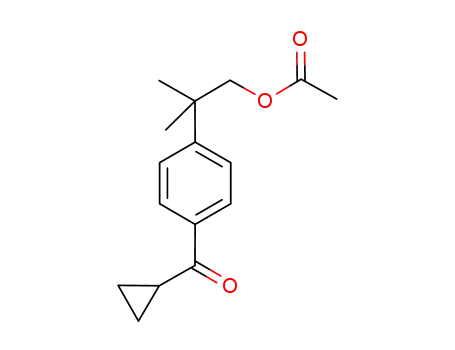 Molecular Structure of 169280-24-4 (2-(4-(1-Oxo-1-cyclopropanyl)-phenyl)-2-methyl propanyl acetate)