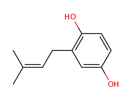 Molecular Structure of 5919-91-5 (2-(3-methylbut-2-en-1-yl)benzene-1,4-diol)