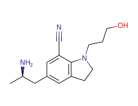 Molecular Structure of 1401991-17-0 ((R)-5-(2-aminopropyl)-1-(3-hydroxypropyl)indoline-7-carbonitrile)