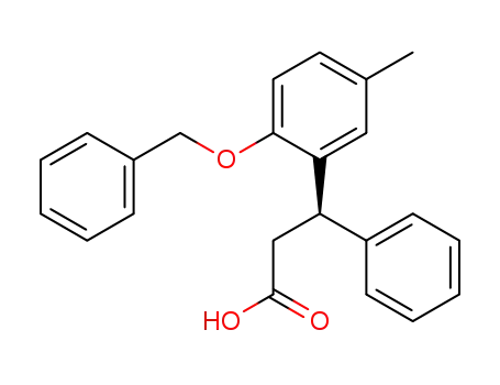 Molecular Structure of 215929-28-5 ((R)-3-(2-(benzyloxy)-5-methylphenyl)-3-phenylpropanoic acid)