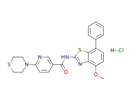 N-(4-methoxy-7-phenyl-benzothiazol-2-yl)-6-thiomorpholin-4-yl-nicotinamide hydrochloride salt