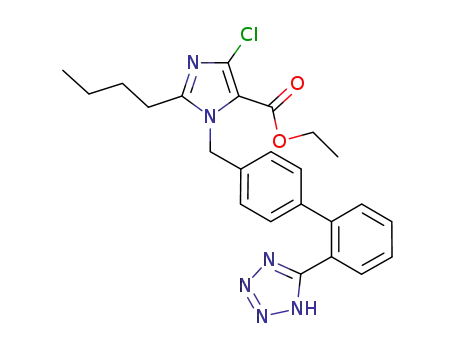 Molecular Structure of 947330-97-4 (2-butyl-4-chloro-1-[2'-(1H-tetrazol-5-yl) 1,1'-biphenyl-methyl]imidazole-5-carboxylic acid ethyl ester)