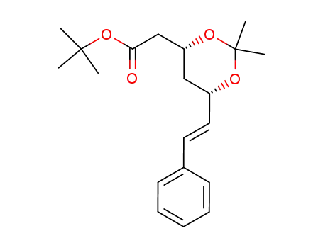 Molecular Structure of 143840-61-3 (tert-butyl 2-((4R, 6S)-2,2-dimethyl-6-((E)-styryl)-1,3-dioxan-4-yl)acetate)