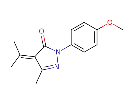 Molecular Structure of 85921-22-8 (5-Methyl-4-(1-methylethylidene)-2-(4'-methoxyphenyl)-2,4-dihydro-3H-pyrazol-3-one)