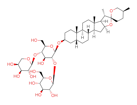 Molecular Structure of 84765-74-2 ((25S)-5β-spirostan-3β-ol 3-O-α-L-arabinopyranosyl-(1->4)-[β-D-glucopyranosyl-(1->2)]-β-D-glucopyranoside)