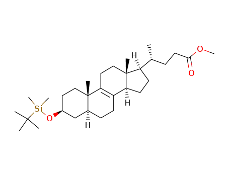 Molecular Structure of 463932-44-7 (3β-tert-butyldimethylsilyloxy-5α-chol-8-en-24-oic acid methyl ester)
