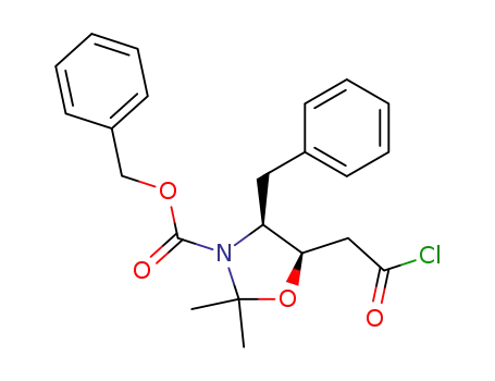 Molecular Structure of 1027376-26-6 (4(S)-Benzyl-3-(benzyloxycarbonyl)-2,2-dimethyl-5(R)-oxazolidineacetic acid chloride)