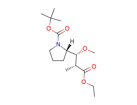 Molecular Structure of 135383-59-4 (ethyl (2R,3R,4S)-3-(N-tert-butoxycarbonyl-2'-pyrrolidinyl)-3-methoxy-2-methyl-propanoate)