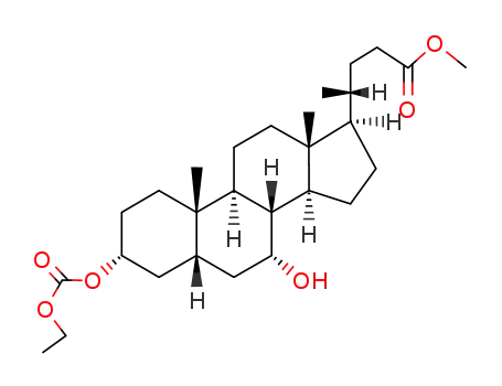 Molecular Structure of 61252-49-1 (methyl 3α-(ethoxycarbonyloxy)-7α-(hydroxyl)-5β-cholanoate)