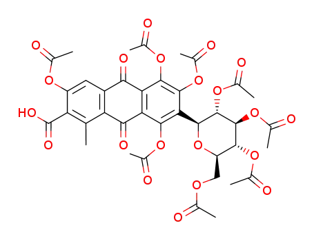 3,5,6,8-Tetraacetoxy-1-methyl-9,10-dioxo-7-((2S,3S,4R,5R,6R)-3,4,5-triacetoxy-6-acetoxymethyl-tetrahydro-pyran-2-yl)-9,10-dihydro-anthracene-2-carboxylic acid
