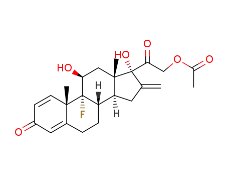 Pregna-1,4-diene-3,20-dione,21-(acetyloxy)-9-fluoro-11,17-dihydroxy-16-methylene-, (11b)-