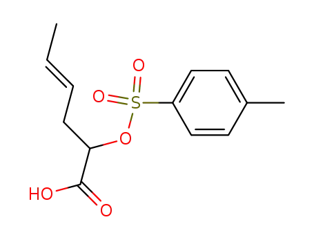 Molecular Structure of 77928-01-9 ((E)-2-(Toluene-4-sulfonyloxy)-hex-4-enoic acid)