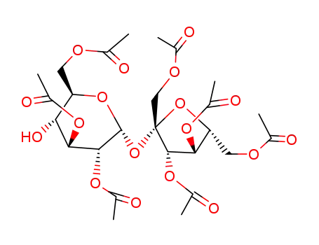 Molecular Structure of 53269-82-2 (1,3,4,6,-tetra-O-acetyl-β-D-fructofuranosyl 2,3,6-tri-O-acetyl-α-D-glucopyranoside)