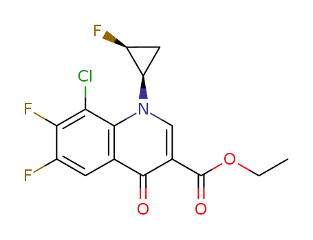 Molecular Structure of 127199-25-1 (8-chloro-6,7-difluoro-1-[(1R,2S)-2-fluorocyclopropyl]-4-oxo-1,4-dihydroquinoline-3-carboxylic acid ethyl ester)