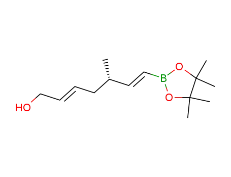 Molecular Structure of 808771-19-9 ((2E,6E)-(S)-5-Methyl-7-(4,4,5,5-tetramethyl-[1,3,2]dioxaborolan-2-yl)-hepta-2,6-dien-1-ol)