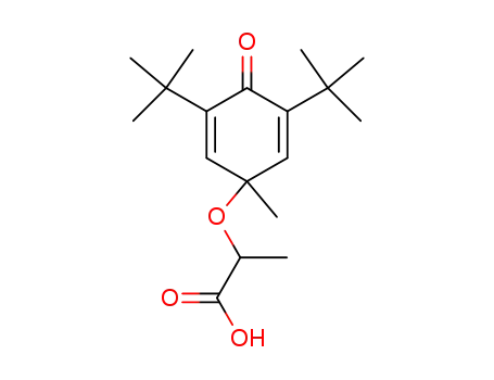 Molecular Structure of 62926-82-3 (Propanoic acid,
2-[[3,5-bis(1,1-dimethylethyl)-1-methyl-4-oxo-2,5-cyclohexadien-1-yl]oxy
]-)