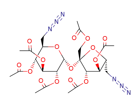 Molecular Structure of 40984-21-2 (2,3,4,1’,3’,4’-hexa-O-acetyl-6,6’-dideoxydiazidosucrose)