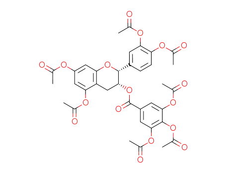 Molecular Structure of 20728-98-7 (Benzoic acid, 3,4,5-tris(acetyloxy)-,
(2R,3R)-5,7-bis(acetyloxy)-2-[3,4-bis(acetyloxy)phenyl]-3,4-dihydro-2H-
1-benzopyran-3-yl ester)