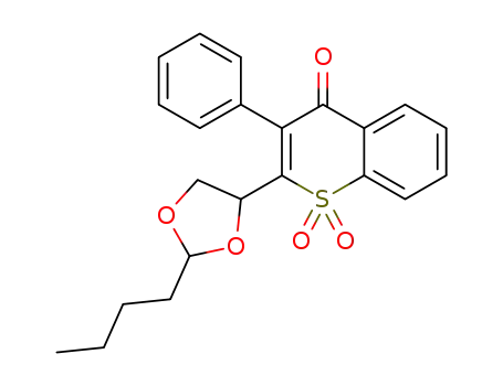 Molecular Structure of 1187758-95-7 (2-(2-butyl-1,3-dioxolan-4-yl)-3-phenyl-4H-1,1-dioxothiochromen-4-one)
