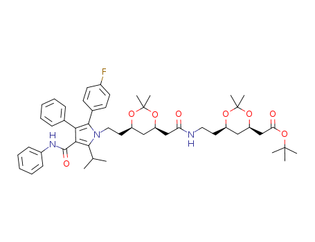 tert-butyl 2-((4R,6R)-6-(2-(2-((4R,6R)-6-(2-(2-(4-fluorophenyl)-5- isopropyl-3-phenyl-4-(phenylcarbamoyl)-1H-pyrrol-1-yl)ethyl)-2,2- dimethyl-1,3-dioxan-4-yl)acetamido)ethyl)-2,2-dimethyl-1,3-dioxan- 