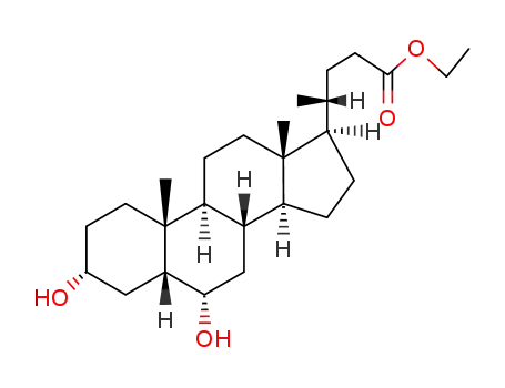 Molecular Structure of 105660-11-5 (Cholan-24-oic acid, 3,6-dihydroxy-, ethyl ester, (3a,5b,6a)-)