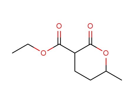 Molecular Structure of 31124-99-9 (6-methyl-2-oxo-tetrahydro-pyran-3-carboxylic acid ethyl ester)