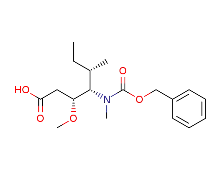 Molecular Structure of 135383-56-1 ((3R,4S,5S)-4-<Benzyloxycarbonyl(methyl)amino>-3-methoxy-5-methylheptanoic acid)