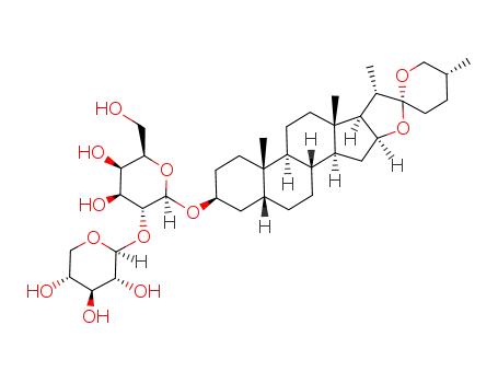 Molecular Structure of 1005340-18-0 ((25R)-3-O-(β-D-xylopyranosyl-(1->2)-β-D-galactopyranosyl)-5β-spirostan-3β-ol)