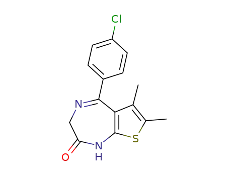 Molecular Structure of 33671-41-9 (5-(4-chloro-phenyl)-6,7-dimethyl-1,3-dihydro-thieno[2,3-<i>e</i>][1,4]diazepin-2-one)