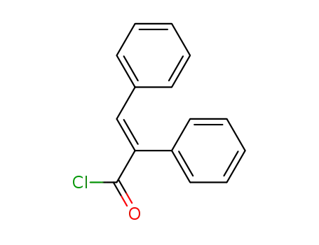 Molecular Structure of 51388-67-1 (Benzeneacetyl chloride, a-(phenylmethylene)-, (E)-)