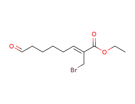 Molecular Structure of 98061-52-0 (2-Octenoic acid, 2-(bromomethyl)-8-oxo-, ethyl ester)