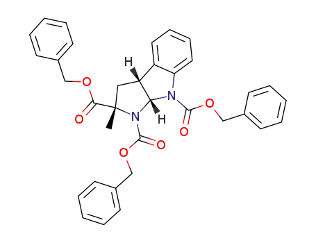 Molecular Structure of 200716-94-5 ((2S,3aR,8aR)-2-Methyl-2,3,3a,8a-tetrahydro-pyrrolo[2,3-b]indole-1,2,8-tricarboxylic acid tribenzyl ester)
