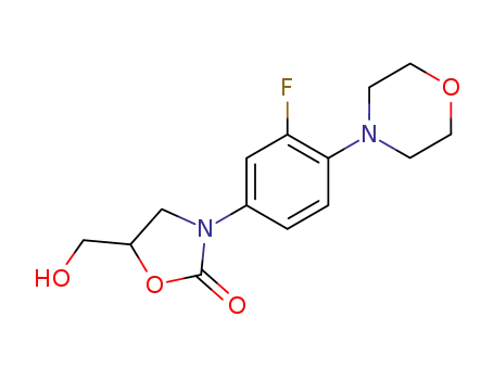 Molecular Structure of 513068-96-7 (3-(3-fluoro-4-morpholin-4-yl-phenyl)-5-hydroxymethyl-oxazolidin-2-one)