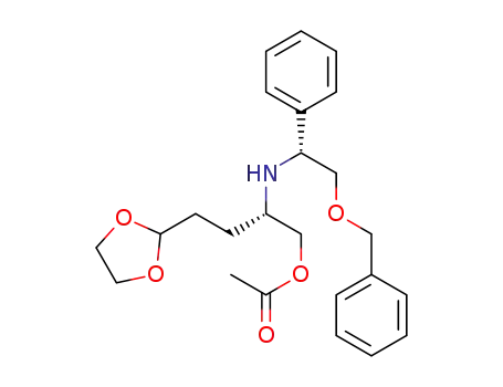 Molecular Structure of 1451214-35-9 ((1’R,2S)-2-(2’-benzyloxy-1’-phenylethylamino)-4-[1,3]dioxolan-2-ylbutyl acetate)
