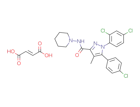 Molecular Structure of 169544-43-8 (N-piperidino-5-(4-chlorophenyl)-1-(2,4-dichlorophenyl)-4-methyl-pyrazole-3-carboxamide fumarate)