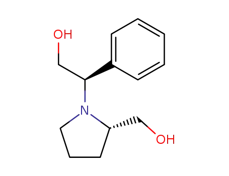 Molecular Structure of 171561-67-4 ((-)-(2R)-[(2S)-(hydroxymethyl)pyrrolidin-1-yl]-2-phenylethanol)
