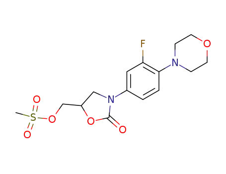 Molecular Structure of 858344-36-2 (3-[3-Fluoro-4-(4-morpholinyl)phenyl]-5-[[(methylsulfonyl)oxy]methyl]-2-oxazolidinone)