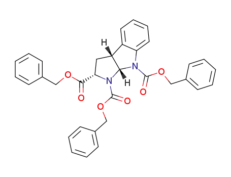 Molecular Structure of 200716-93-4 ((2S,3aR,8aS)-2,3,3a,8a-Tetrahydro-pyrrolo[2,3-b]indole-1,2,8-tricarboxylic acid tribenzyl ester)