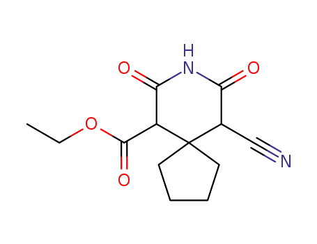 Molecular Structure of 780785-87-7 (10-cyano-7,9-dioxo-8-aza-spiro[4.5]decane-6-carboxylic acid ethyl ester)