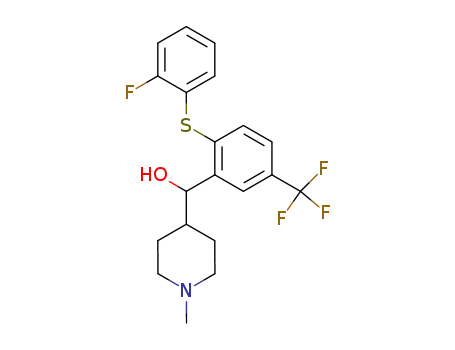 Molecular Structure of 83986-19-0 ([2-(2-Fluoro-phenylsulfanyl)-5-trifluoromethyl-phenyl]-(1-methyl-piperidin-4-yl)-methanol)