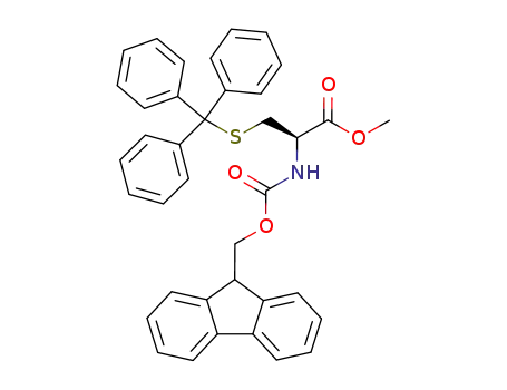 Molecular Structure of 245088-56-6 (L-Cysteine, N-[(9H-fluoren-9-ylmethoxy)carbonyl]-S-(triphenylmethyl)-,
methyl ester)