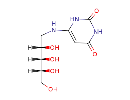 Molecular Structure of 33106-48-8 (1-deoxy-1-[(2,6-dioxo-1,2,3,6-tetrahydro-4-pyrimidinyl)amino]-D-ribitol)