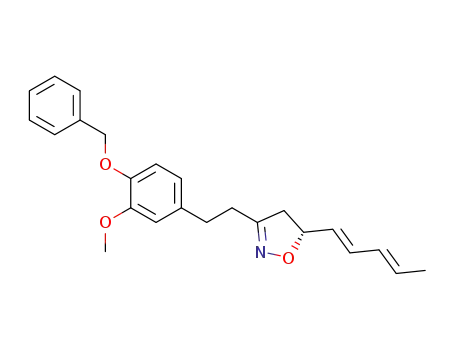 Molecular Structure of 127766-49-8 ((R)-3-[2-(4-Benzyloxy-3-methoxy-phenyl)-ethyl]-5-((1E,3E)-penta-1,3-dienyl)-4,5-dihydro-isoxazole)