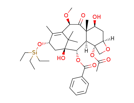 Molecular Structure of 1433749-82-6 (4α-acetoxy-2α-benzoyloxy-5β,20-epoxy-1β,7β-dihydroxy-9-oxo-10β-methoxy-13α-triethylsilyloxy-11-taxene)